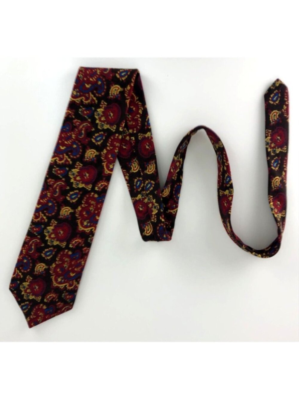 Stanicci 100% Textured Polyester Mens Multicolor Paisley Tie Necktie Red Blue - Picture 6 of 6
